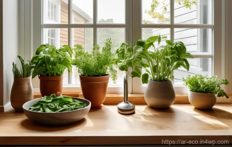 주방 도구의 원자재와 환경적 영향 - Image Prompt 1: The Serene Sustainable Kitchen**