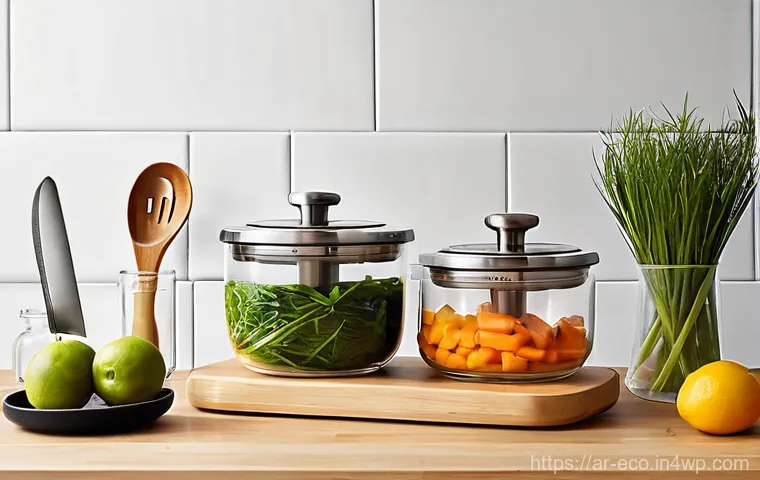 친환경 주방 도구 사용의 효과 - **Prompt 1: A Family's Healthy Kitchen Moment**
    "A cozy, sunlit kitchen interior with a warm, in...