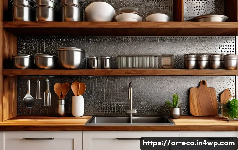 주방 도구 선택 시 환경적 고려 사항 - A modern Arabic kitchen interior showcasing eco-friendly kitchen utensils made from natural wood, st...