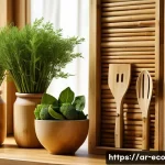 Home 19 에코 프렌들리 주방 도구의 시장 전망 - A modern kitchen scene featuring eco-friendly kitchen tools made from bamboo and natural wood, arran...