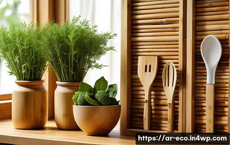 에코 프렌들리 주방 도구의 시장 전망 - A modern kitchen scene featuring eco-friendly kitchen tools made from bamboo and natural wood, arran...
